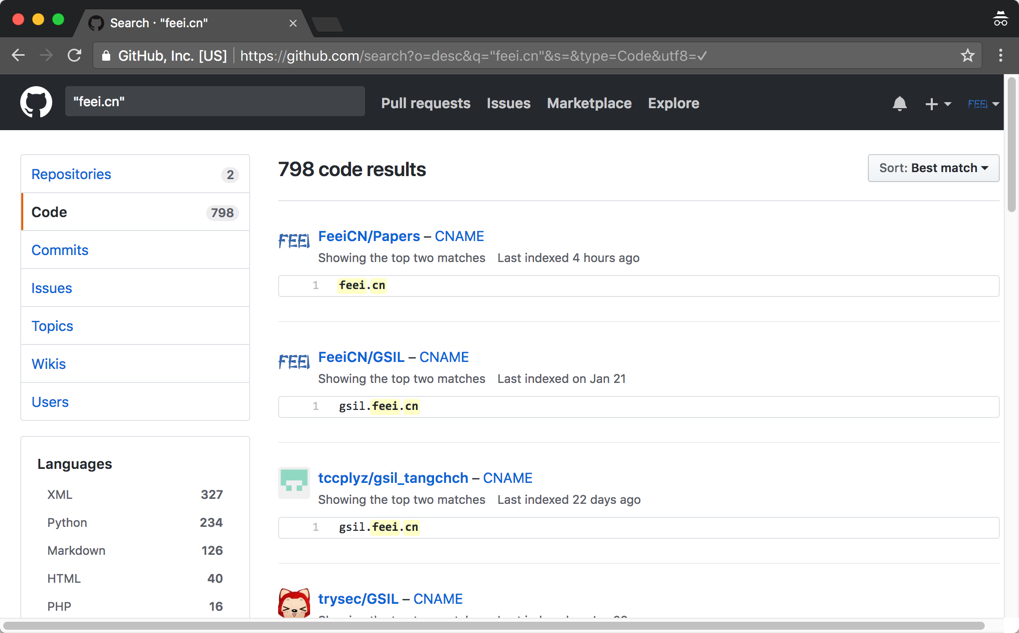 GitHub查询子域名