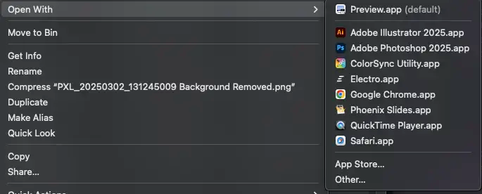 macOS Open With example screenshot