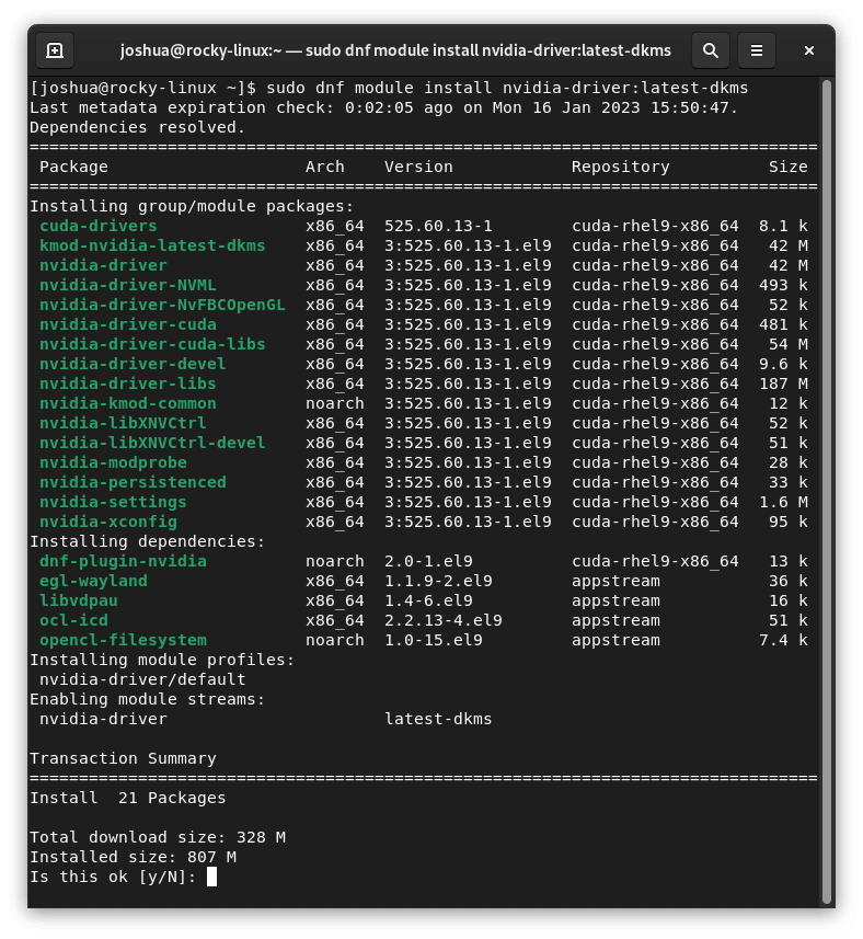 Installing latest NVIDIA drivers on Rocky Linux
