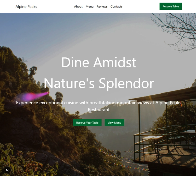 A typical landing page with a hero image spanning almost the whole screen