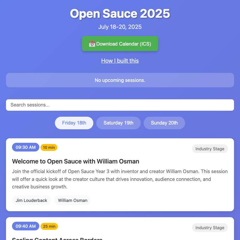 screenshot of open-sauce-2025