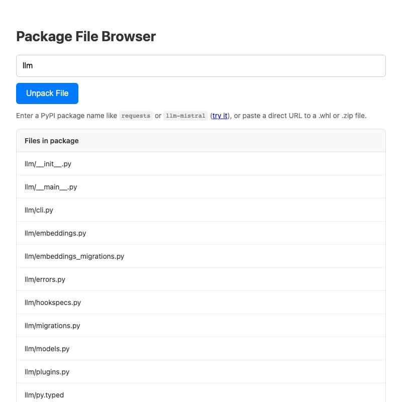 screenshot of zip-wheel-explorer