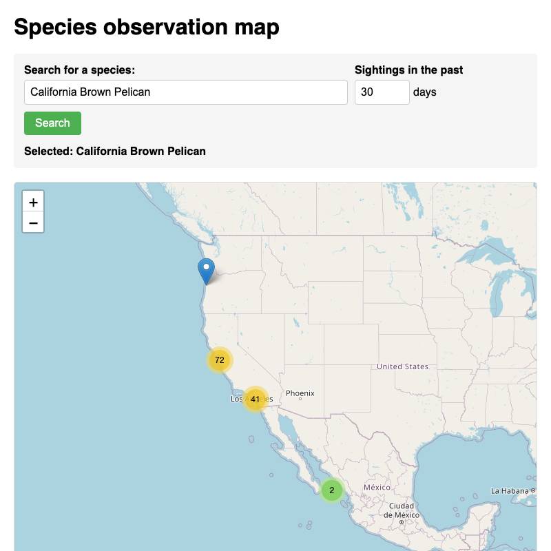 screenshot of species-observation-map