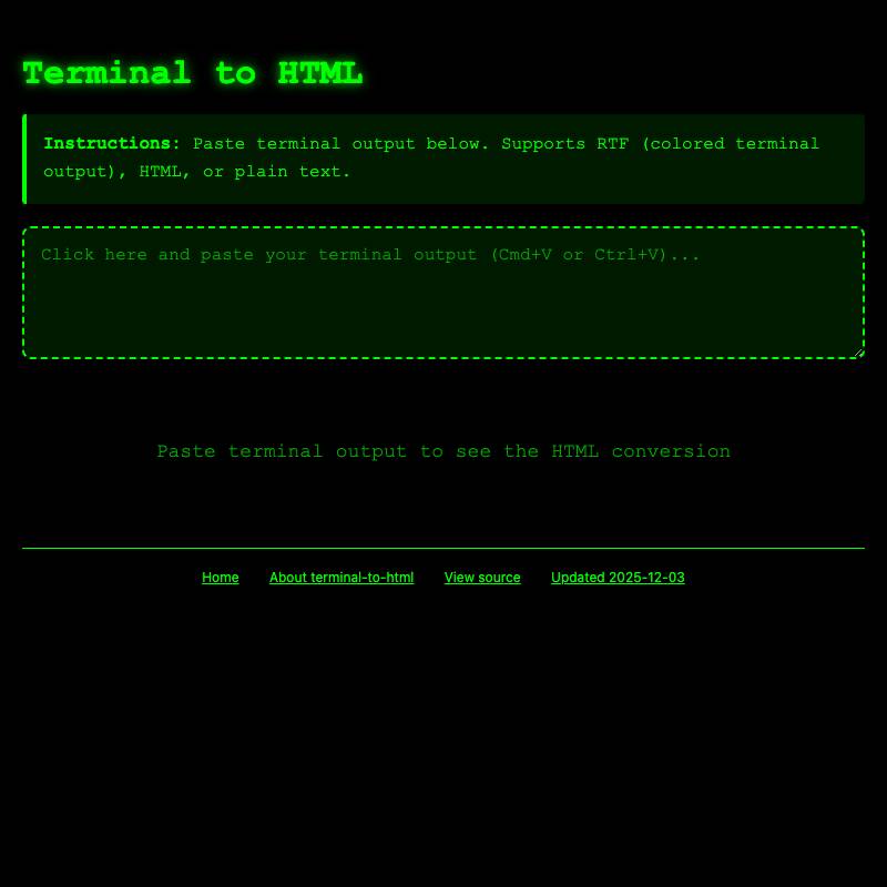 screenshot of terminal-to-html