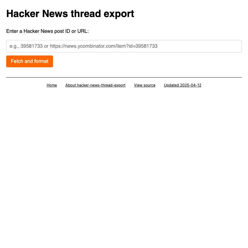 screenshot of hacker-news-thread-export