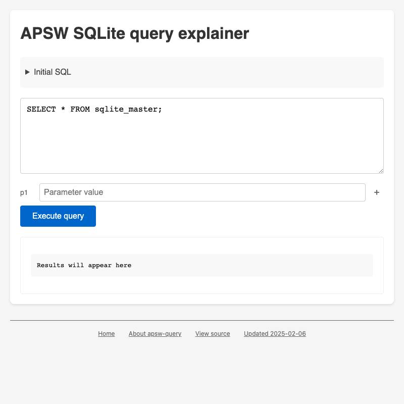screenshot of apsw-query