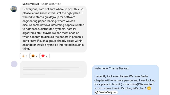 Chat screenshot of the initial message that led to the formation of the guild