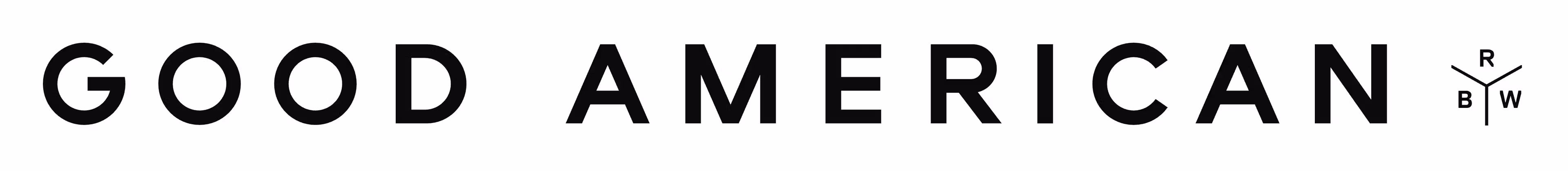 GOOD AMERICAN logo with an R, B, and W symbol.