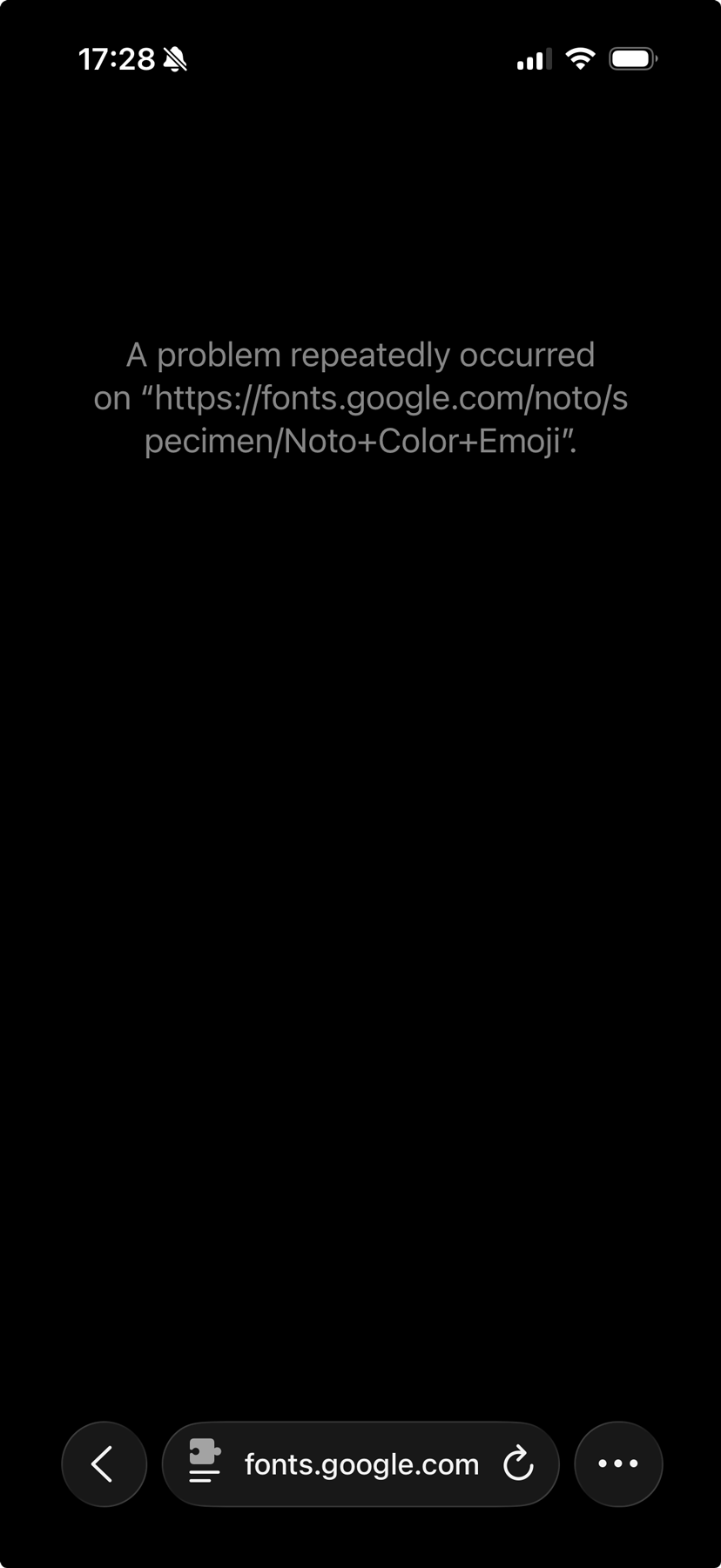 iPhone showing an error when trying to load Noto Color Emoji.