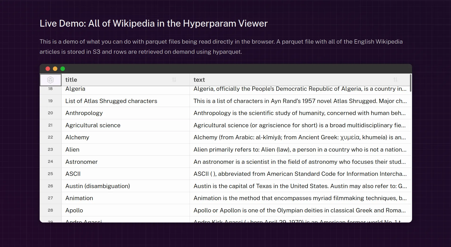 HighTable embedded in hyperparam.app