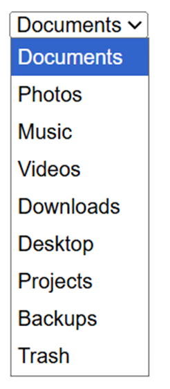 An unstyled select element with expanded options.