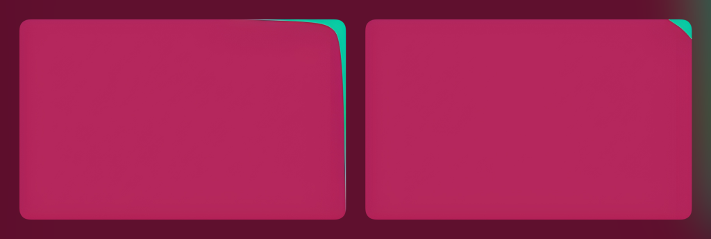 Two versions of the same magenta colored rectangle side-by-side. The left shows the top-right corner more rounded than the right which is equally rounded.