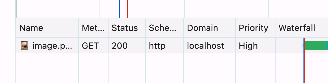 a single request in the network tab