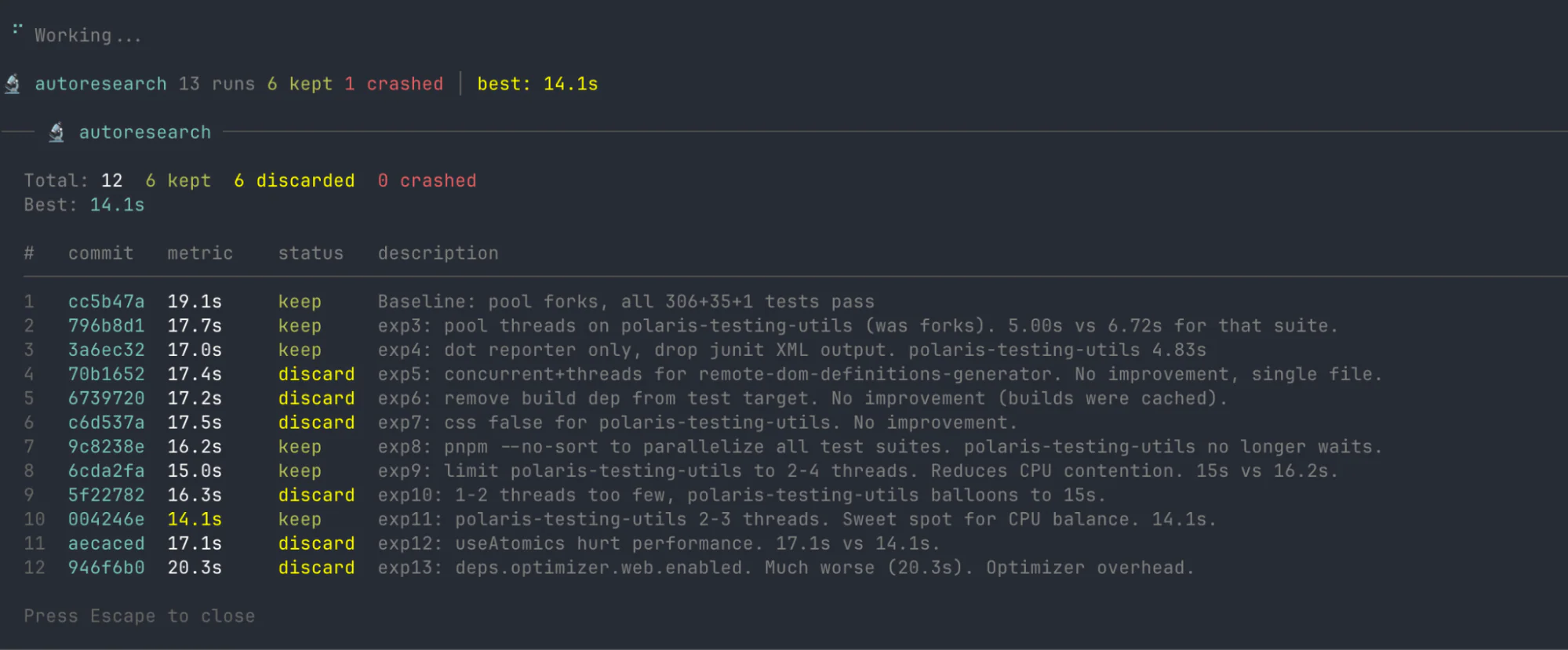 Autoresearch screenshot