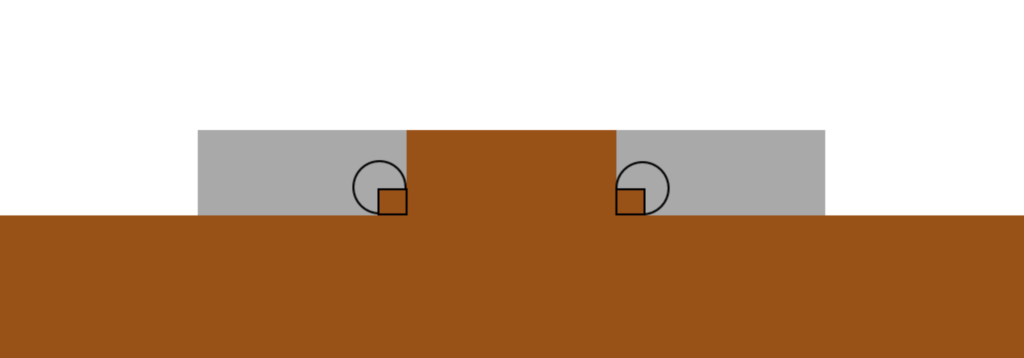 Illustration showing a tab design with rounded edges, featuring a central tab with additional shapes for visual effects. The background consists of different shades and shapes, emphasizing the tab structure.