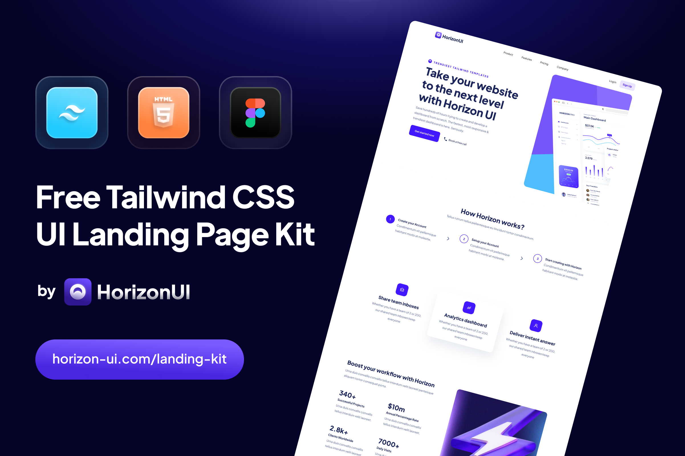 horizon-ui/free-tailwind-css-landing-kit-page cover